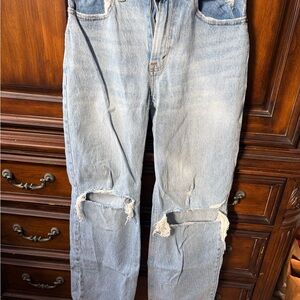 Abercrombie & Fitch Women's Light Blue Straight Leg Jeans